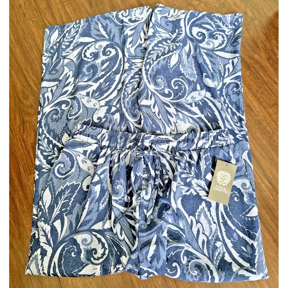 Vince Camuto Women's Paisley-Print Wide-Leg Drawstring Pants Blue Size S - Picture 4 of 6